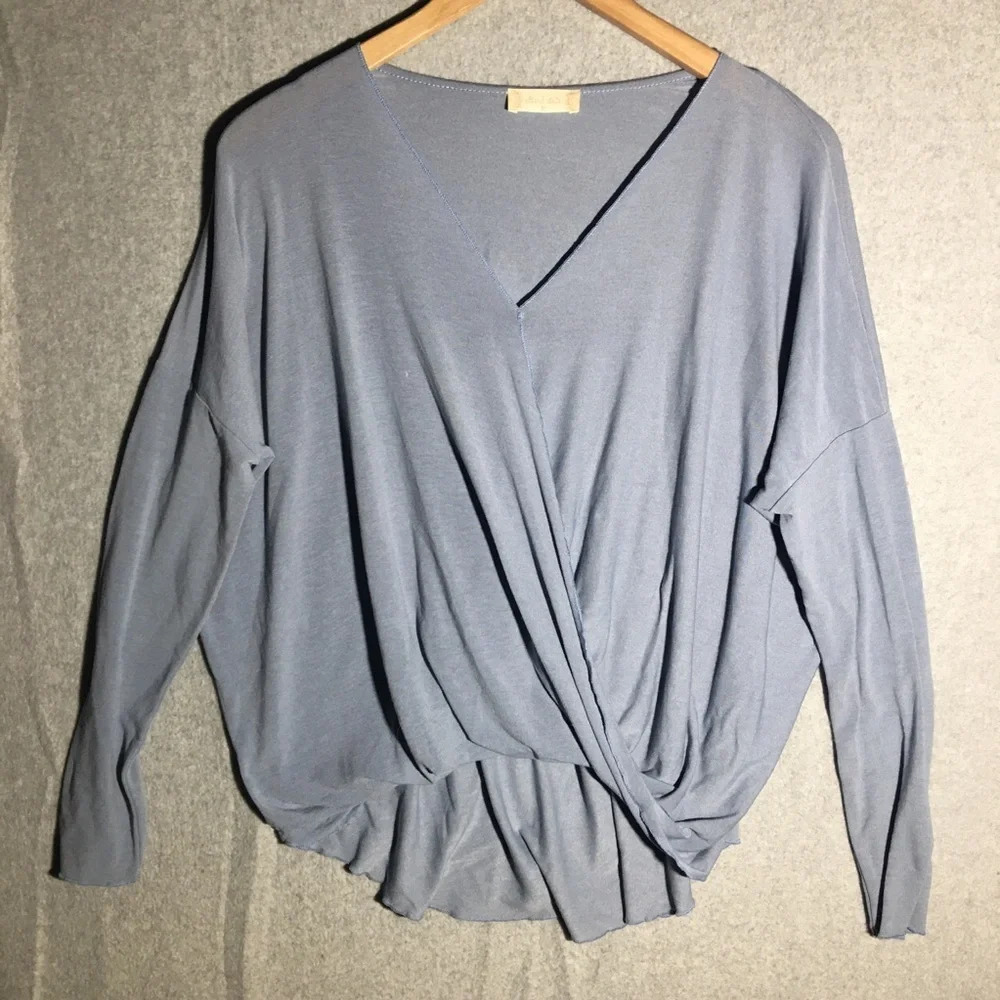 Womens Altar’d State Blouse Criss Cross Front Oversized Feminine Slouchy Casual